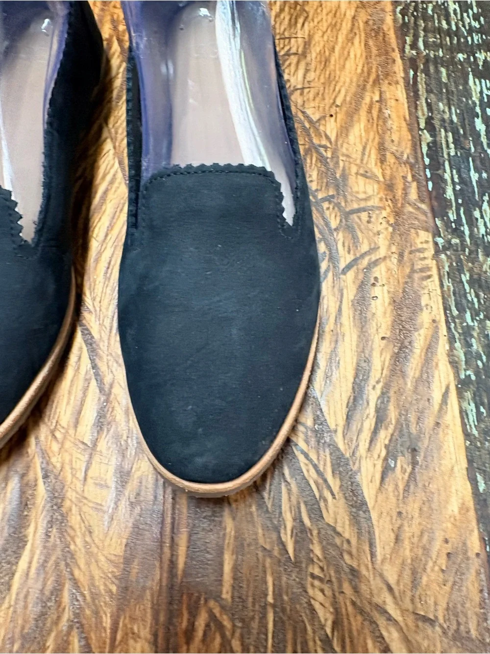 UGG Vista Slip-on Flats In Black Nubuck Leather Suede Black Scallop-Trim Size 7